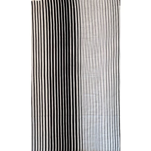 Black and White Striped Sheer Poly Print Satin Fabric - Picture 2 of 2